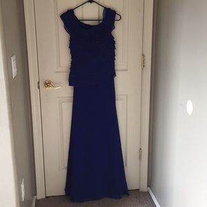 Formal off the shoulder blue gown